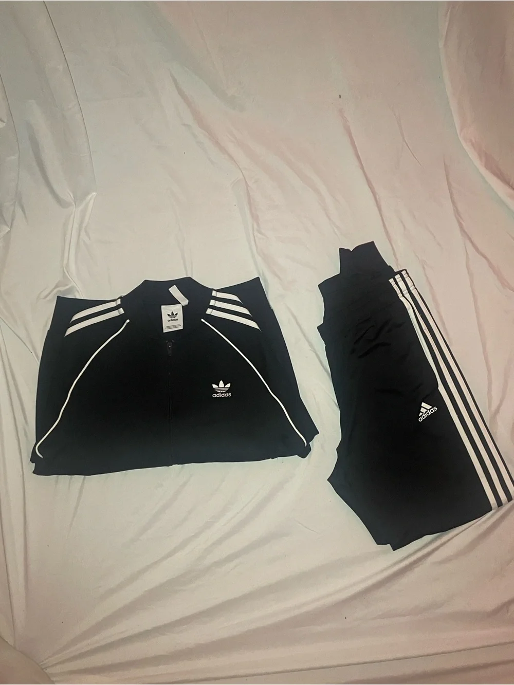 Vintage Adidas Track Suit Black & White Three-Stripe Men’s Medium